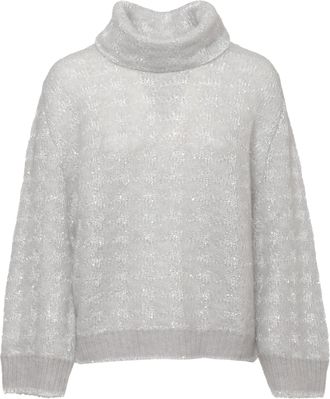 PANICALE Ivory Alpaca Blend Sweater With High Neck And Paillettes