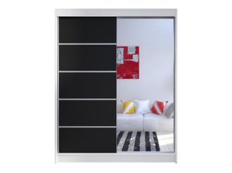 Mirjan24 Armario Closico Vastor Iii, Blanco + Negro, 200x150x58cm, Puertas De Armario: Correderas, N&uacute;mero De Estantes: 5