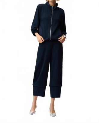 Joseph Ribkoff Textured Crop Lantern Pants In Midnight Blue