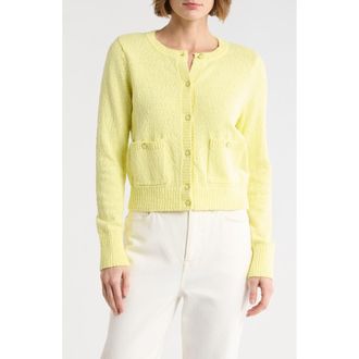 DKNY Button Front Cotton Cardigan in Lemon Light at Nordstrom Rack, Size X-Small