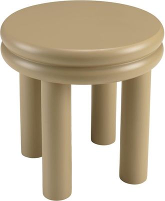 Macabane Mesa auxiliar redonda de madera en color topo, 40 cm de di&aacute;metro