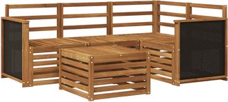 vidaXL Conjunto De Sof&aacute;s De Exterior 5 Uds. Natural Poli&eacute;ster Vidaxl