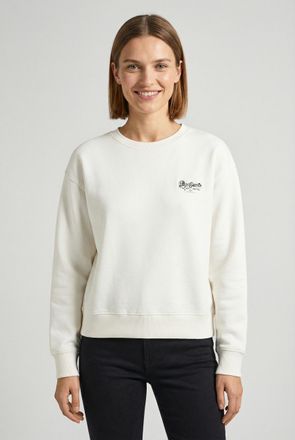 Pepe Jeans London Sweatshirt PEPE JEANS LETHA, Damen, Gr. XL, 808mousse wei&szlig;, Sweatware, Obermaterial: 85% Baumwolle, 15% Polyester, bedruckt, normal, Rundhals, Rippstr