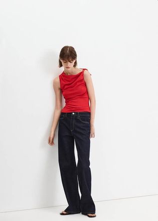 Mango Top asimmetrico increspato rosso - Donna - XS - MANGO
