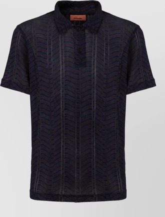 Missoni raschel knit greek key short sleeve polo shirt