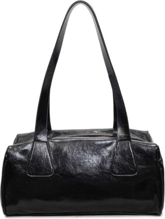 Generic Womens PU Leather Tote Bag, Casual Bowling Bag, Top-Handle Design, Applies to Daily Matching, Casual Walks and Office Days (black,29 * 16 * 14cm)