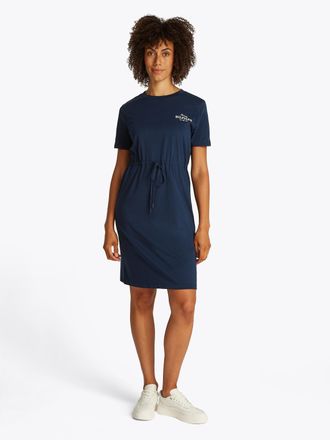 Tommy Hilfiger Shirtkleid TOMMY HILFIGER HILFIGER TEE DRESS, Damen, Gr. XS (34), N-Gr, blau (schwarz night navy), Jersey, Obermaterial: 100% Baumwolle, unifarben, re