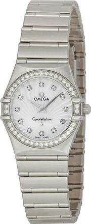 Omega Pre-owned Omega Constellation Diamond White Mother of Pearl Guilloche Dial Ladies Watch 111.15.26.60.55.001