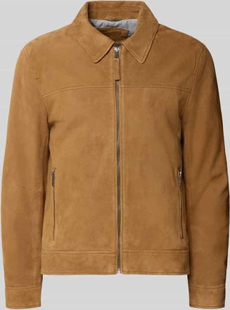 Mauritius Lederjacke aus Schafsnubuk mit Rei&szlig;verschluss Modell TRIVEN in Cognac, Gr&ouml;&szlig;e XXXL