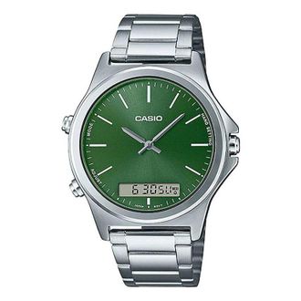 Casio Casio Dress Classic Business Analog-Digital Watch Silver Green MTP-VC01D-3E