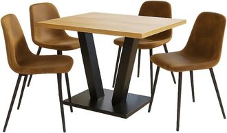 Urban Meuble Juego de mesa de comedor con 4 sillas marr&oacute;n