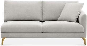 Castlery Lena Right Arm 2 Seater Sofa Customized, (Performance Fleece) Medium Grey (Brass Legs), Spill Resistant, Removable Covers for Castlery