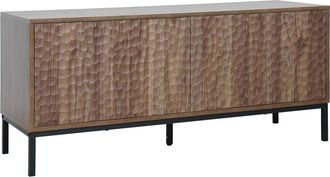 Oviala Mueble de TV rectangular con 2 puertas, L120 cm, madera oscura