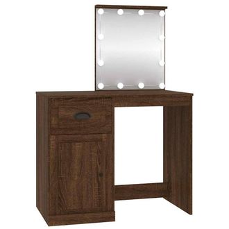 Berkfield Home Dressing Table with LED Brown Oak 90x50x132.5 cm Engineered Wood