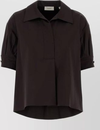 Agnona stretch cotton blouse short sleeves collar