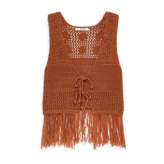 Maliparmi Cardigans, female, Orange, Size: M Knit Tape Vest
