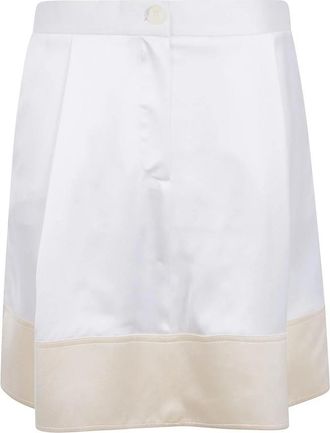 Toteme Geplooide Midi Rok met Contrasterende Zoom - Dames - Korte rokken - Wit - XS - Satijn - Rokken