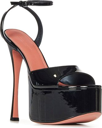 Amina Muaddi Womens Sandals Aya Black Calfskin