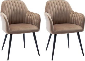 Vente-Unique Juego de 2 sillas con brazos ELEANA - Terciopelo y metal negro - Beige