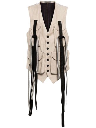 Yohji Yamamoto Canvas spencer met cargo zakken - Beige