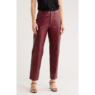 DL1961 Patti High Waist Ankle Straight Leg Leather Pants in Burgundy at Nordstrom Rack, Size 29