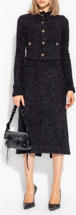 Balenciaga Tweed Skirt, Womens, Black