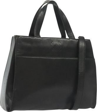 Loewe Anagram Handbag Leather Black Leather Handbag (Pre-Owned)