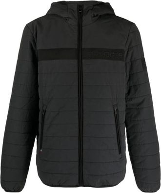 Tommy Hilfiger Gewatteerde Jas met Capuchon - Heren - Winterjassen - Zwart - 2XL - Leer - Jassen
