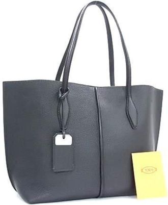Tod's Black Leather Handbag Shoulder Bag Tote Bag (Pre-Owned)