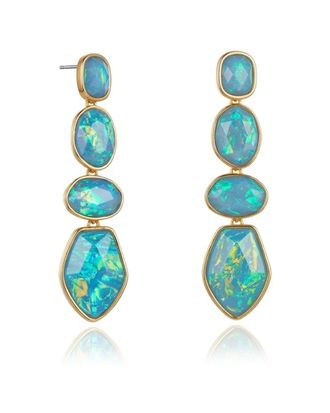 Liv Oliver 18K Plated 32.20 Ct. Tw. Opal Drop Earrings