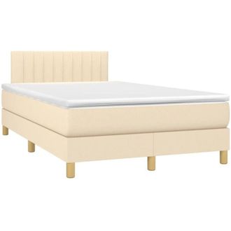 vidaXL Cama Box Spring Con Colch&oacute;n Y Luces Led Tela Crema 120x190 Cm Vidaxl