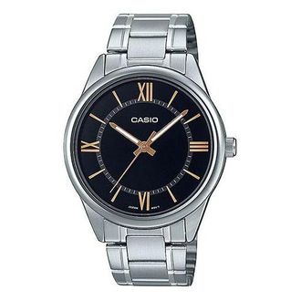 Casio Casio Dress Classic Minimalistic Analog Watch Silver Black MTP-V005D-1B5
