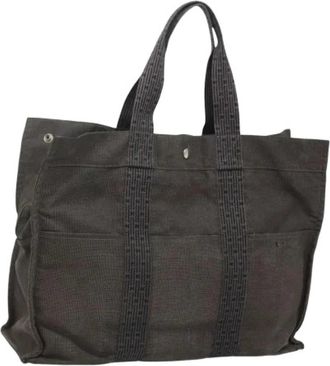 Herm&egrave;s Pre-owned Vintage Canvas Tote Bag - Dames - Vintage Shopper - Grijs - ONE Size - Vintage