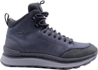 Geox Blue Spherica Actif High-Top Padded Collar Leather Ankle Boots