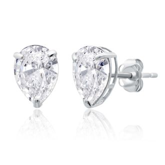 MAX + STONE 14k Yellow or White Gold Teardrop 8mm Gemstone Pear Shape Stud Earrings
