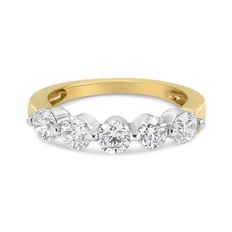 House of Brilliance 14K Gold 1 1/2 Cttw Round-Cut Diamond 5 Stone Ring Band in Yellow at Nordstrom, Size 7
