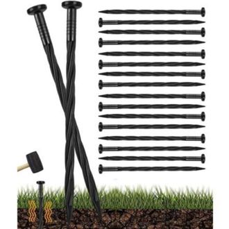 OEM 100 Estacas De Pl&aacute;stico Para Bordes De Jard&iacute;n, Estacas Espirales De 20 Cm, Anclajes Para Jardines, Estacas Para C&eacute;sped, Barreras, Bordes De Pavimento 