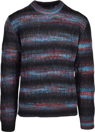 Roberto Collina Pullover met ronde hals en kabels - Heren - Ronde hals truien - Veelkleurig - L - Wol - Truien & Vesten