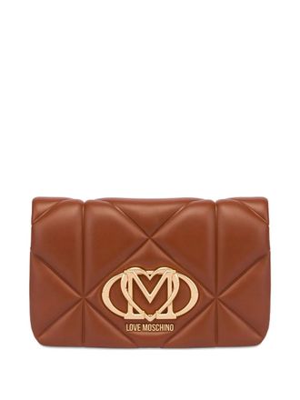 Love Moschino logo-plaque clutch bag - Brown