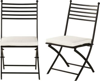 Maisons du monde 2 sillas de jard&iacute;n plegables de acero negro y cojines blanco roto