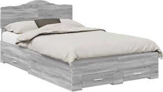 vidaXL Estructura De Cama Con Cabecera Gris Sonoma 120 X 190 Cm Vidaxl