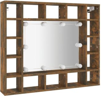 vidaXL Mueble con espejo y led color roble ahumado 91x15x76,5 cm Vidaxl