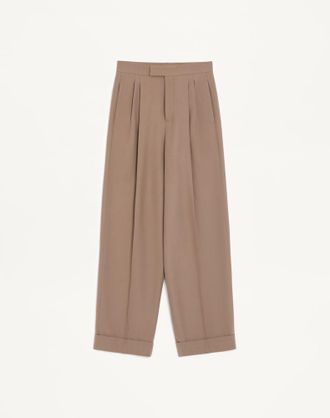 Valentino Pantalone Valentino in lana natt&egrave; con risvolto Uomo BEIGE 44