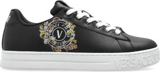 Versace Jeans Couture Sneakers met geprint logo - Dames - Sneakers - Zwart - 39 EU - Leer - Schoenen