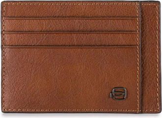Piquadro Leather mens slim card holder pouch - Heren - Portefeuilles - Bruin - ONE Size - Accessoires