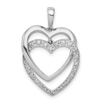 Diamond2Deal 14k White Gold 1/10 carat Diamond Entwined Hearts Pendant