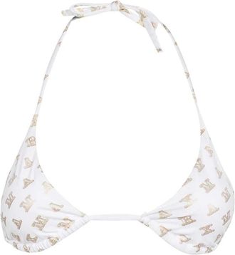 Max Mara Badmode, Dames, Wit, M, Logo Print Triangel Bikini Top