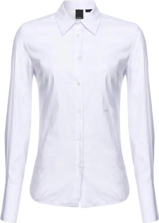 Pinko Pinko, Overhemden, Dames, Wit, L, Fitted Cotton Poplin Shirt