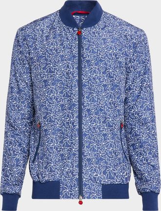 Kiton Men & apos;s Floral Print Ribbed-Trim Blouson