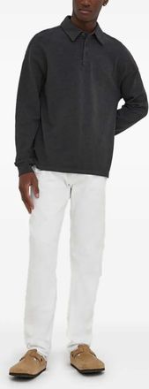 American Vintage Polo a maniche lunghe con patta a bottoni - Nero